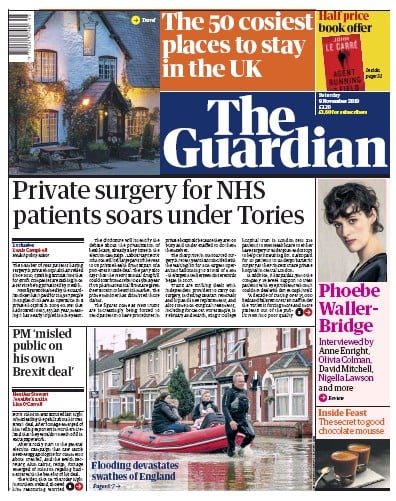 The Guardian (UK) Newspaper Front Page for 9 November 2019
