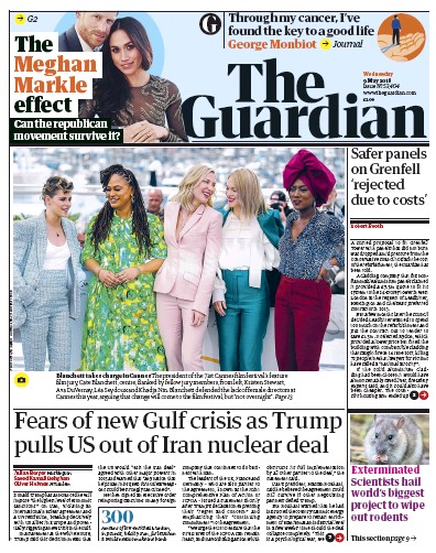 The Guardian Newspaper Front Page for 9 May 2018