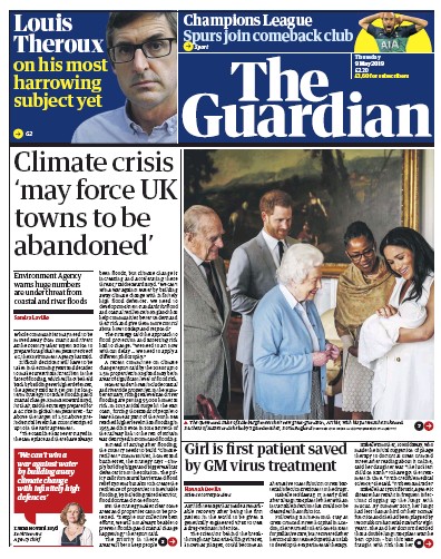 The Guardian (UK) Newspaper Front Page for 9 May 2019