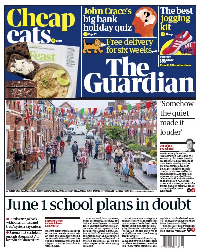 The Guardian Newspaper Front Page for 9 May 2020