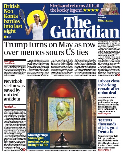 The Guardian Newspaper Front Page for 9 July 2019