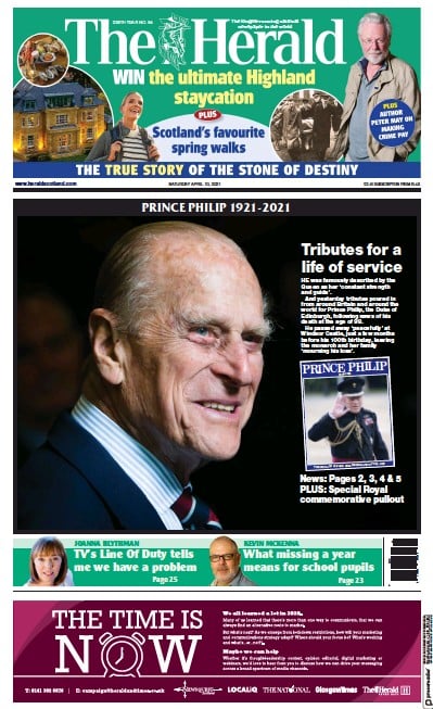 The Herald (UK) Newspaper Front Page for 10 April 2021