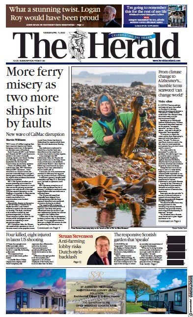 The Herald (UK) Newspaper Front Page for 11 April 2023