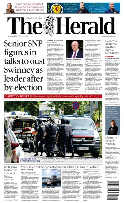 The Herald Newspaper Front Page for 11 June 2025