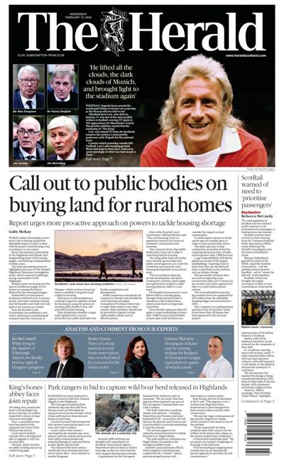 The Herald (UK) Newspaper Front Page for 12 February 2025