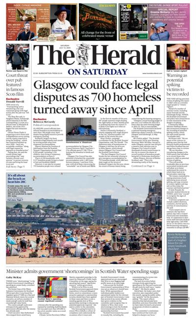 The Herald (UK) Newspaper Front Page for 12 July 2025