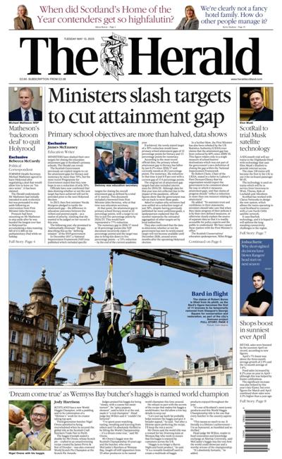 The Herald (UK) Newspaper Front Page for 13 May 2025