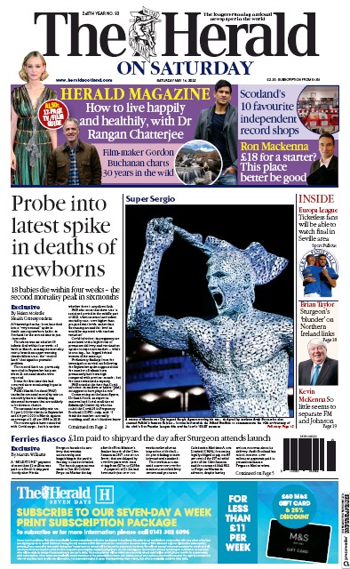 The Herald (UK) Newspaper Front Page for 14 May 2022
