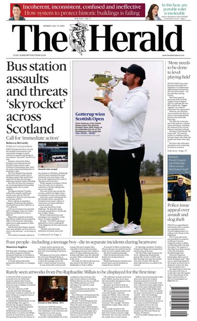The Herald (UK) Newspaper Front Page for 14 July 2025