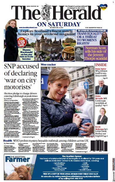 The Herald Newspaper Front Page for 16 April 2022