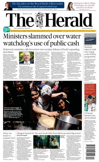The Herald (UK) Newspaper Front Page for 16 May 2025