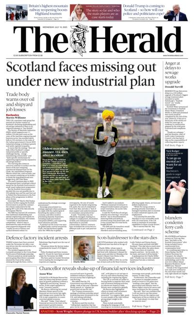 The Herald (UK) Newspaper Front Page for 16 July 2025