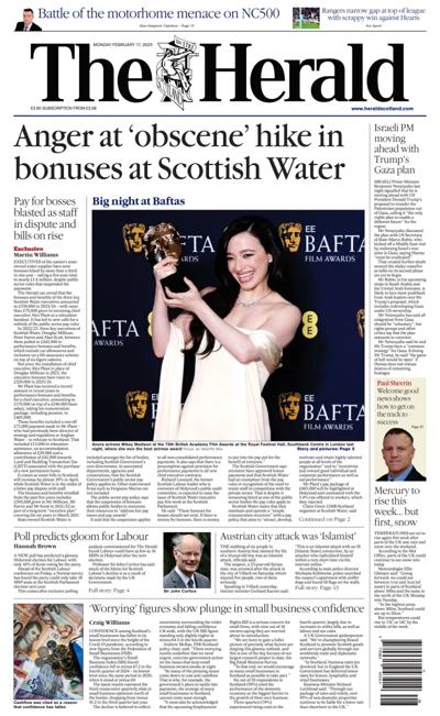 The Herald (UK) Newspaper Front Page for 17 February 2025