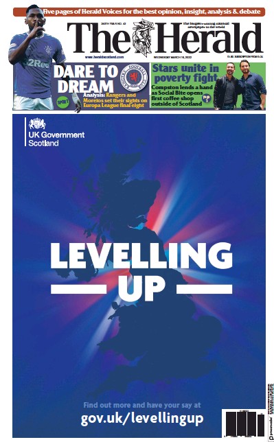 The Herald Newspaper Front Page for 17 March 2022