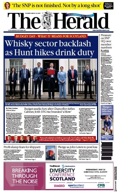The Herald (UK) Newspaper Front Page for 17 March 2023