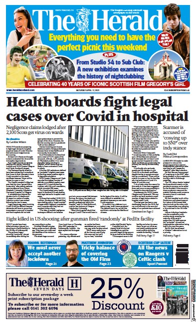The Herald (UK) Newspaper Front Page for 17 April 2021