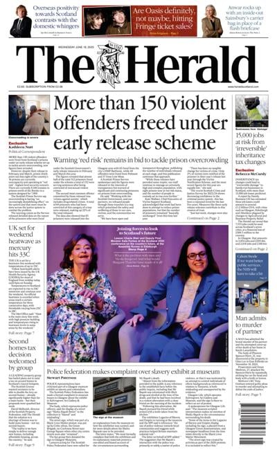 The Herald Newspaper Front Page for 18 June 2025