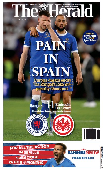 The Herald (UK) Newspaper Front Page for 19 May 2022