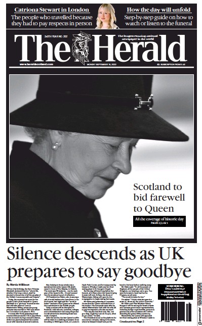 The Herald (UK) Newspaper Front Page for 19 September 2022