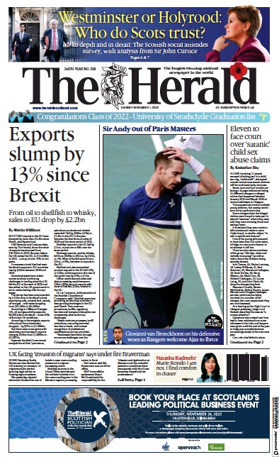 The Herald (UK) Newspaper Front Page for 1 November 2022