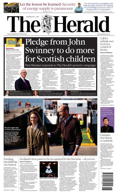 The Herald (UK) Newspaper Front Page for 1 May 2025