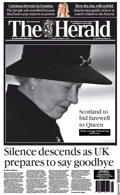 The Herald (UK) Newspaper Front Page for 20 September 2022