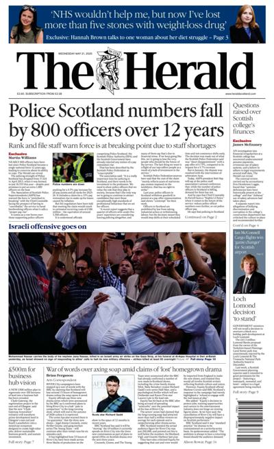 The Herald (UK) Newspaper Front Page for 21 May 2025