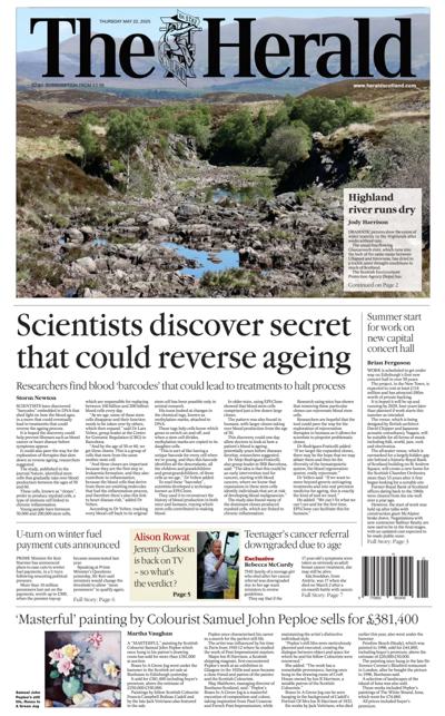 The Herald (UK) Newspaper Front Page for 22 May 2025