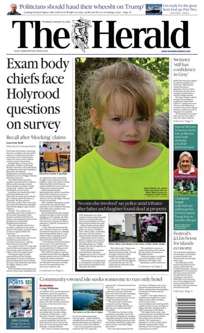 The Herald (UK) Newspaper Front Page for 23 January 2025