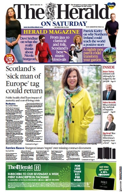 The Herald Newspaper Front Page for 23 April 2022