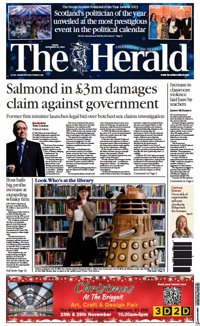 The Herald (UK) Newspaper Front Page for 24 November 2023