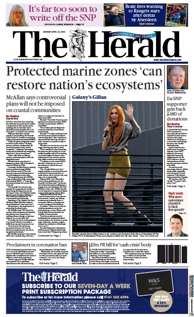 The Herald (UK) Newspaper Front Page for 24 April 2023