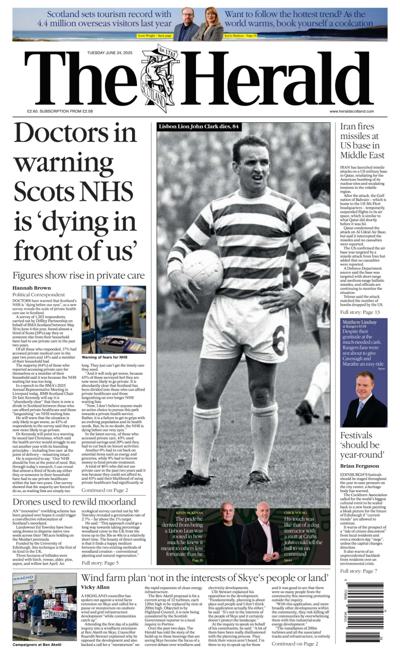 The Herald (UK) Newspaper Front Page for 24 June 2025