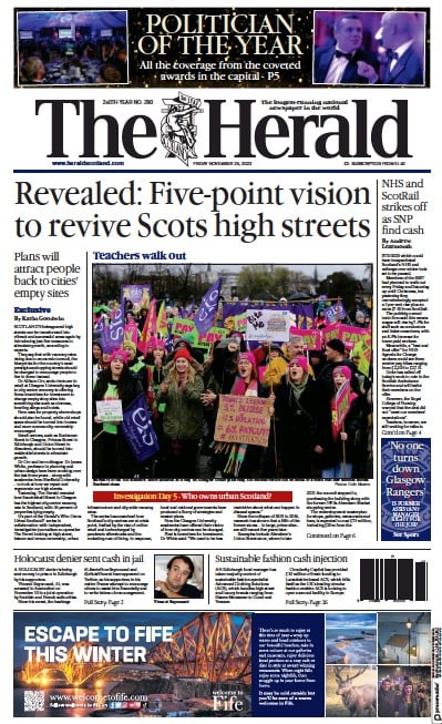 The Herald (UK) Newspaper Front Page for 25 November 2022