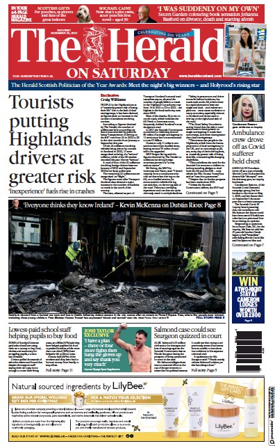 The Herald (UK) Newspaper Front Page for 25 November 2023