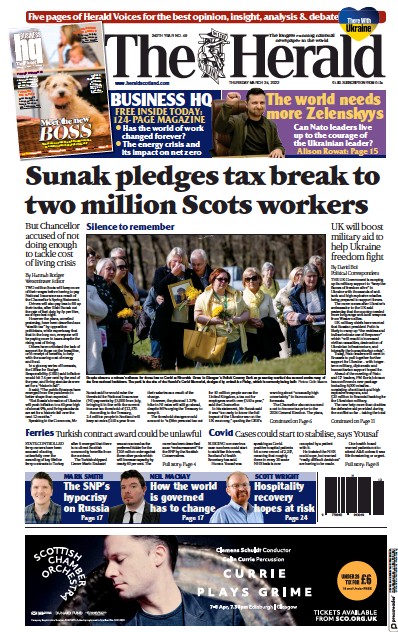 The Herald (UK) Newspaper Front Page for 25 March 2022