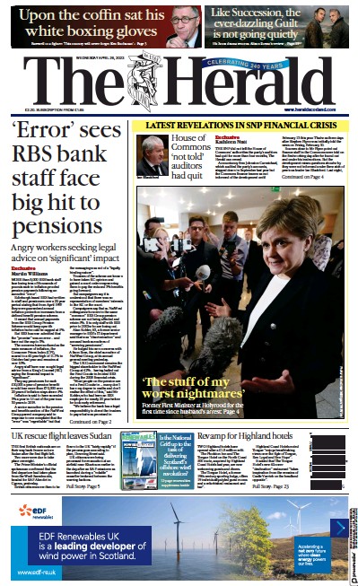 The Herald (UK) Newspaper Front Page for 26 April 2023