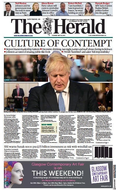 The Herald (UK) Newspaper Front Page for 26 May 2022