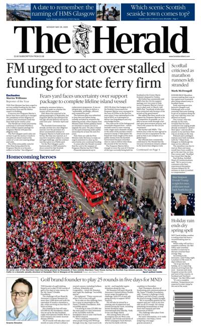 The Herald (UK) Newspaper Front Page for 26 May 2025