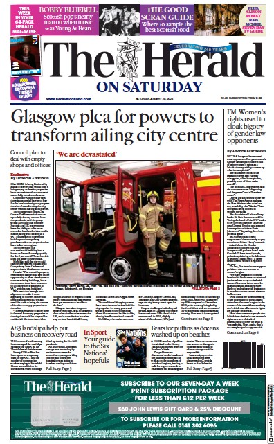 The Herald (UK) Newspaper Front Page for 28 January 2023