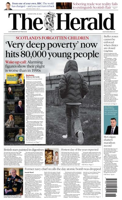 The Herald (UK) Newspaper Front Page for 28 April 2025