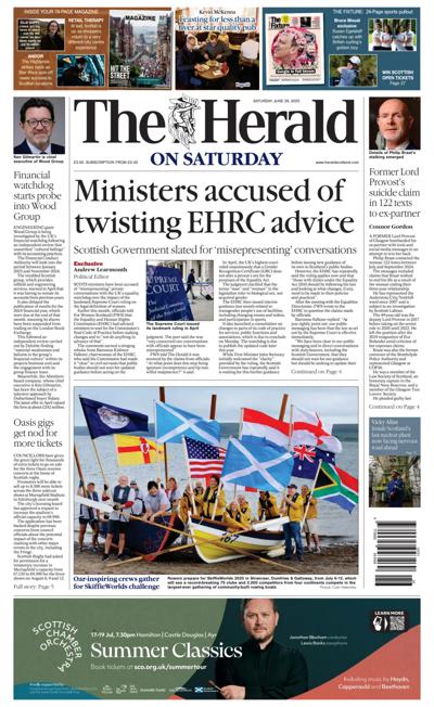 The Herald (UK) Newspaper Front Page for 28 June 2025