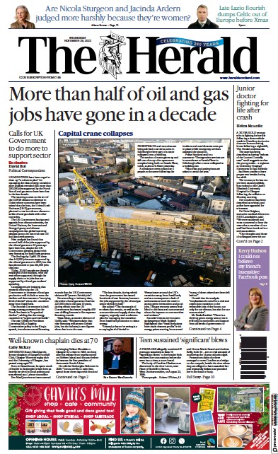 The Herald (UK) Newspaper Front Page for 29 November 2023