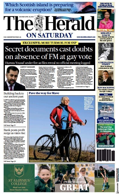 The Herald (UK) Newspaper Front Page for 29 April 2023