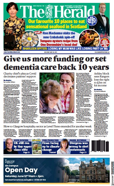 The Herald (UK) Newspaper Front Page for 29 May 2021