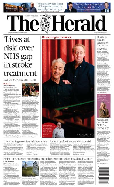 The Herald (UK) Newspaper Front Page for 29 May 2025