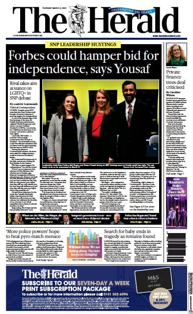 The Herald (UK) Newspaper Front Page for 2 March 2023