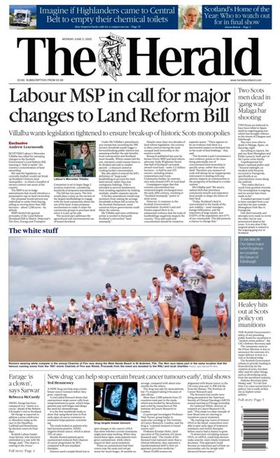 The Herald (UK) Newspaper Front Page for 2 June 2025