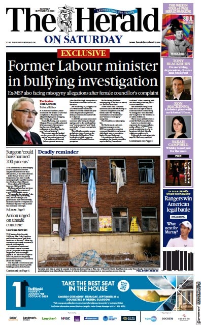 The Herald (UK) Newspaper Front Page for 2 September 2023