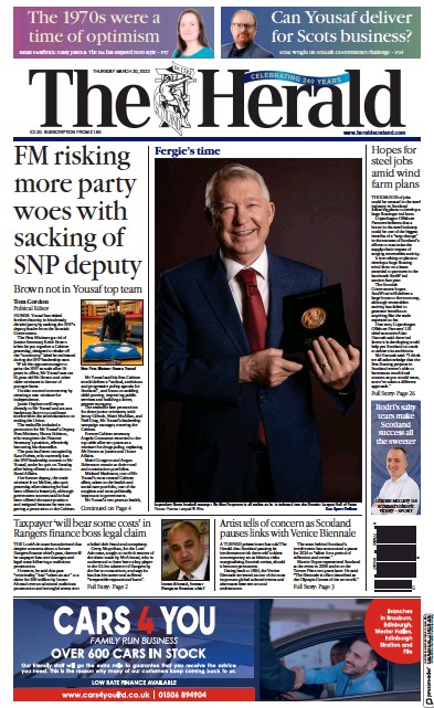 The Herald (UK) Newspaper Front Page for 30 March 2023